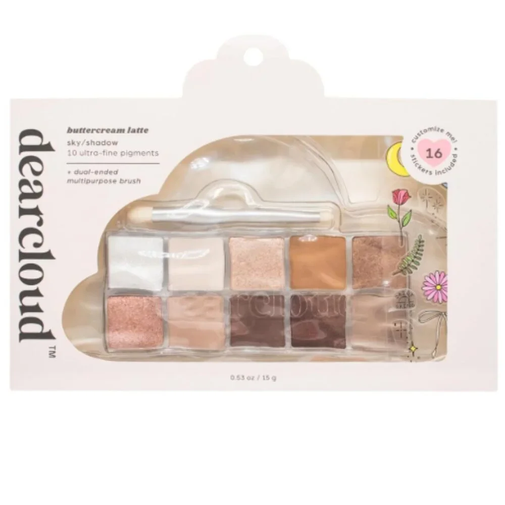 dearcloud 10-Pan Buttercream Latte Pigment, Shadow, & Stickers